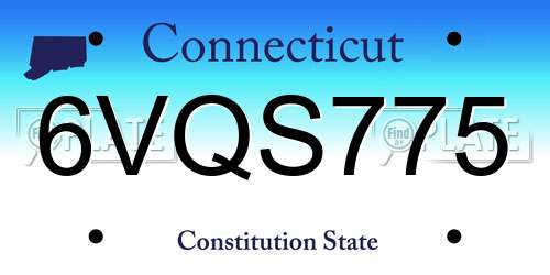 6VQS775 Connecticut License Plate