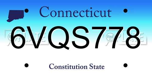 6VQS778 Connecticut License Plate