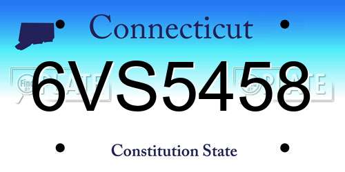6VS5458 Connecticut License Plate