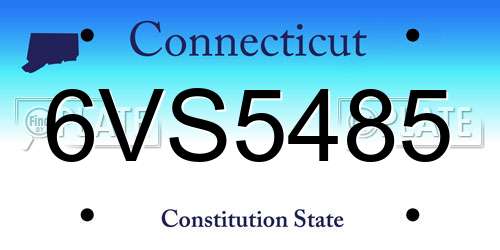 6VS5485 Connecticut License Plate