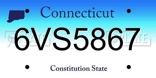 6VS5867 Connecticut License Plate