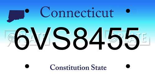 6VS8455 Connecticut License Plate