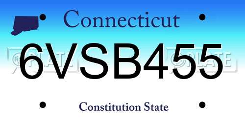 6VSB455 Connecticut License Plate
