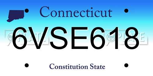 6VSE618 Connecticut License Plate