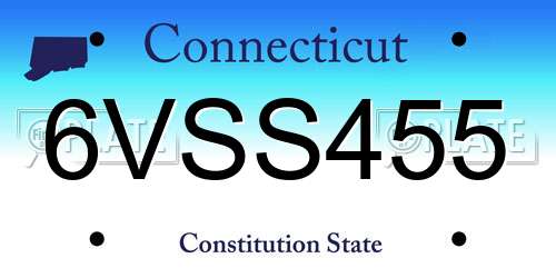 6VSS455 Connecticut License Plate