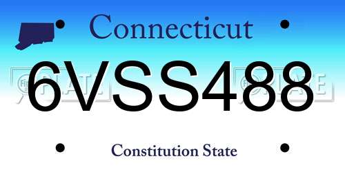 6VSS488 Connecticut License Plate