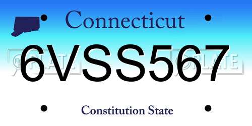 6VSS567 Connecticut License Plate