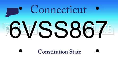 6VSS867 Connecticut License Plate