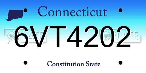 6VT4202 Connecticut License Plate