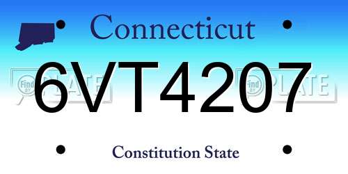6VT4207 Connecticut License Plate