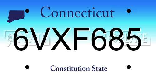 6VXF685 Connecticut License Plate
