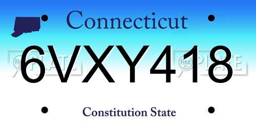 6VXY418 Connecticut License Plate