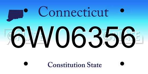 6W06356 Connecticut License Plate