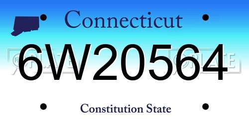 6W20564 Connecticut License Plate