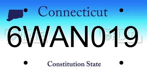 6WAN019 Connecticut License Plate