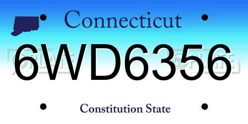 6WD6356 Connecticut License Plate