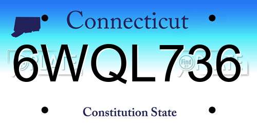 6WQL736 Connecticut License Plate