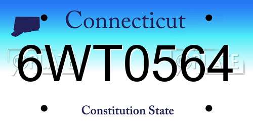 6WT0564 Connecticut License Plate