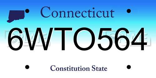 6WTO564 Connecticut License Plate