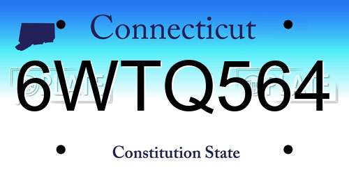 6WTQ564 Connecticut License Plate