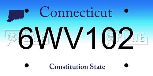 6WV102 Connecticut License Plate