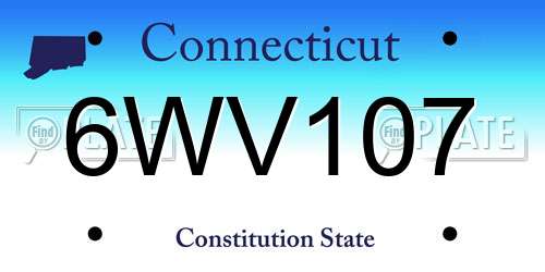 6WV107 Connecticut License Plate
