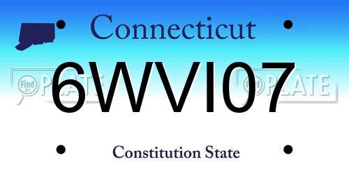 6WVI07 Connecticut License Plate