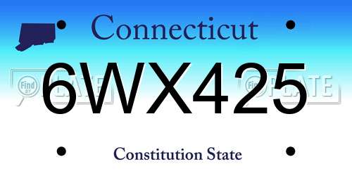 6WX425 Connecticut License Plate