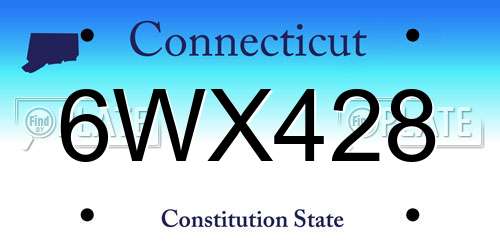 6WX428 Connecticut License Plate