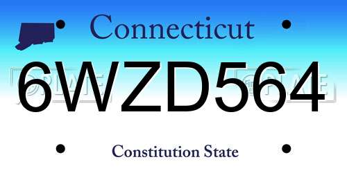 6WZD564 Connecticut License Plate