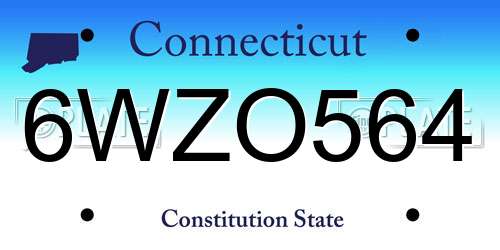 6WZO564 Connecticut License Plate