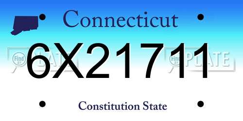 6X21711 Connecticut License Plate