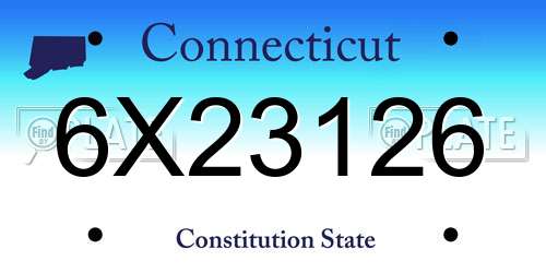 6X23126 Connecticut License Plate