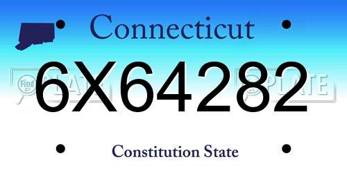 6X64282 Connecticut License Plate