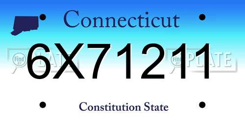 6X71211 Connecticut License Plate