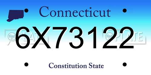 6X73122 Connecticut License Plate