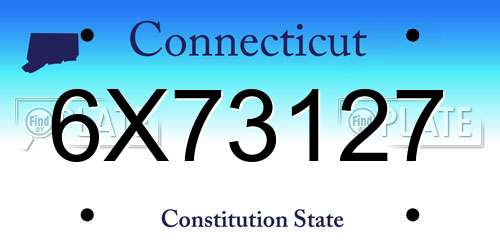 6X73127 Connecticut License Plate