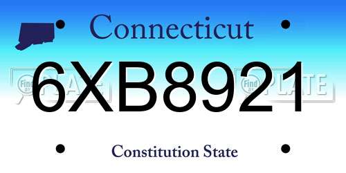 6XB8921 Connecticut License Plate