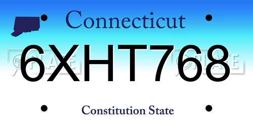 6XHT768 Connecticut License Plate