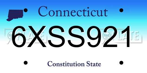 6XSS921 Connecticut License Plate