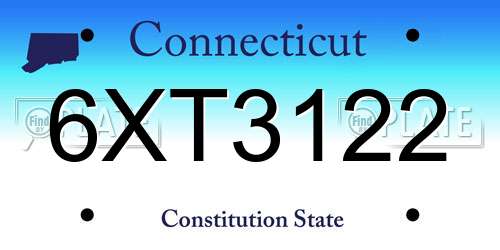6XT3122 Connecticut License Plate