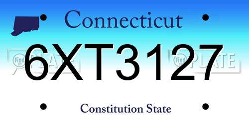 6XT3127 Connecticut License Plate
