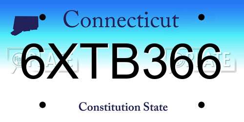 6XTB366 Connecticut License Plate