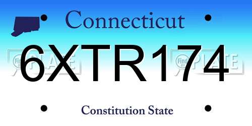 6XTR174 Connecticut License Plate