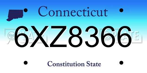 6XZ8366 Connecticut License Plate