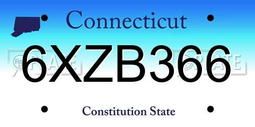 6XZB366 Connecticut License Plate