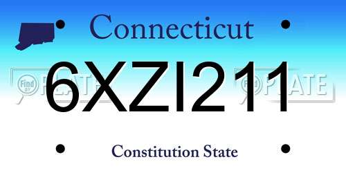 6XZI211 Connecticut License Plate