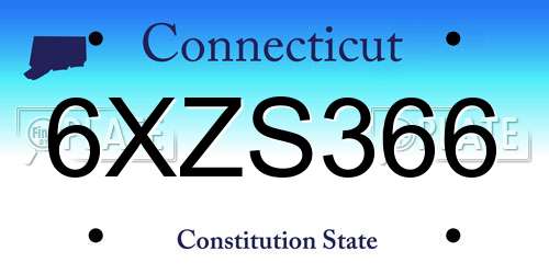6XZS366 Connecticut License Plate