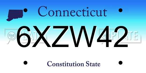 6XZW42 Connecticut License Plate