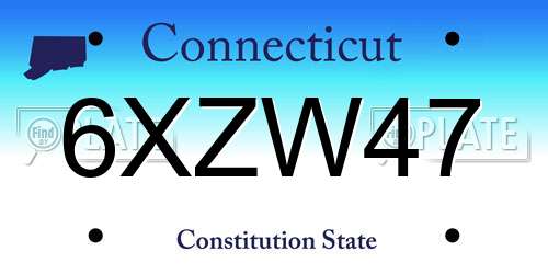 6XZW47 Connecticut License Plate